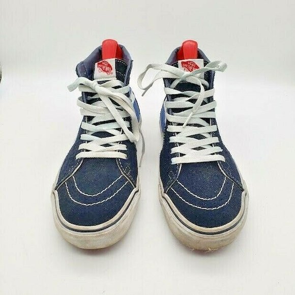 VANS Unisex Old Skool Sk8 Hi Suede Sneakers (Blue, Size Men's 7/ Womens 8.5) - Picture 4 of 8